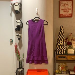 DVF purple sleeveless pencil tiered ruffle dress.Sz 4